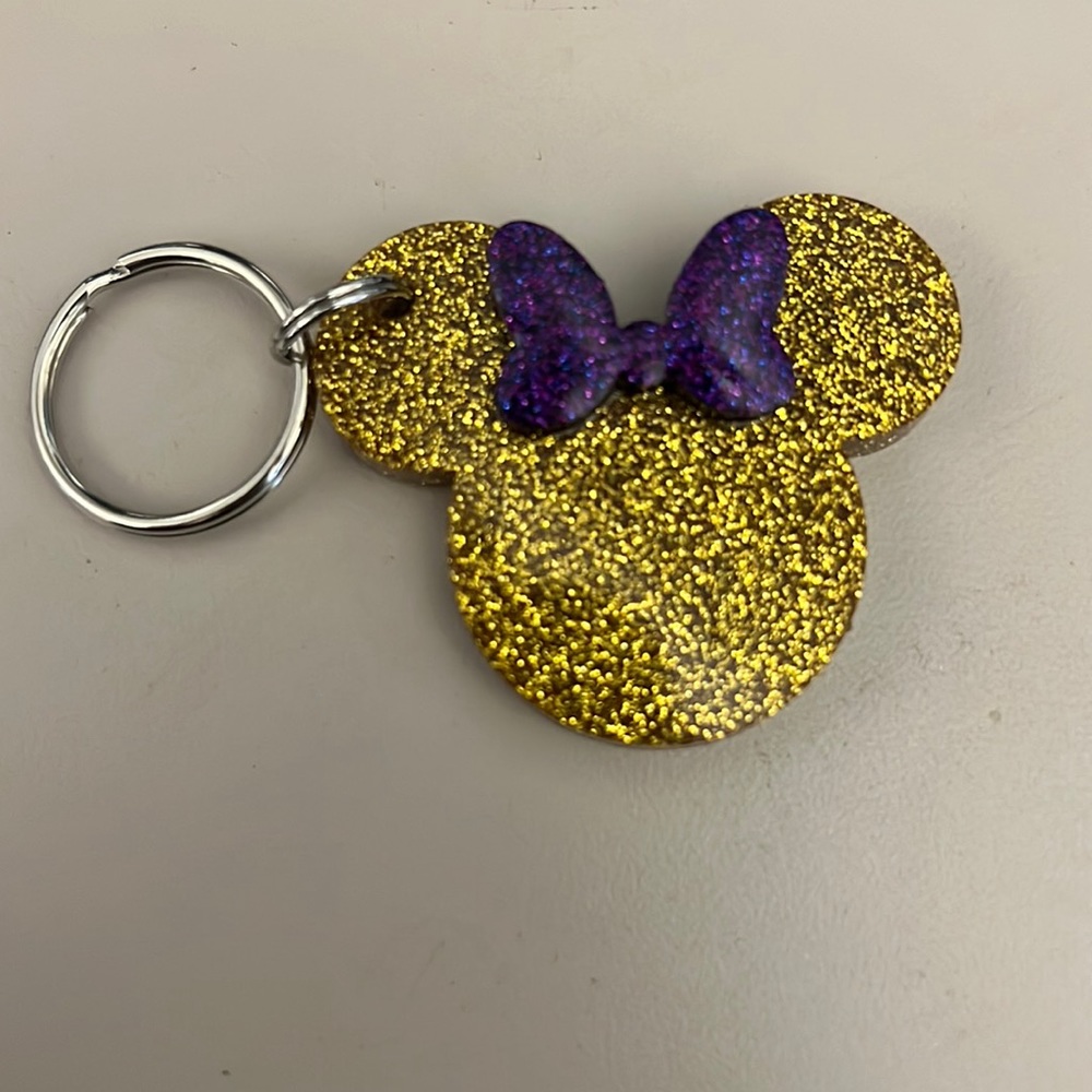 Gold Mouse W/Purple Bow